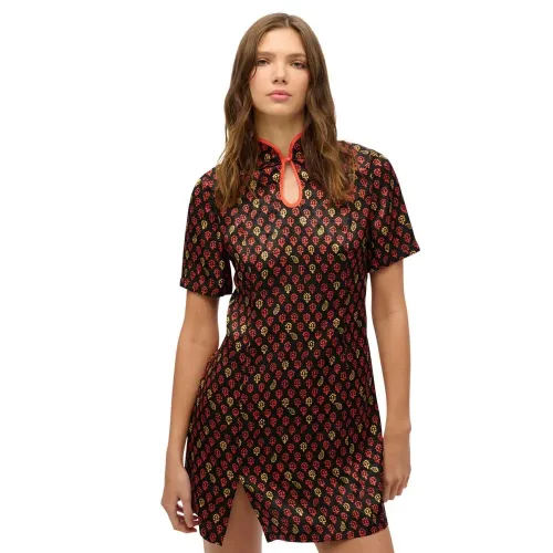 슈퍼드라이 Mandarin Jacquard 짧은 원피스 142380885