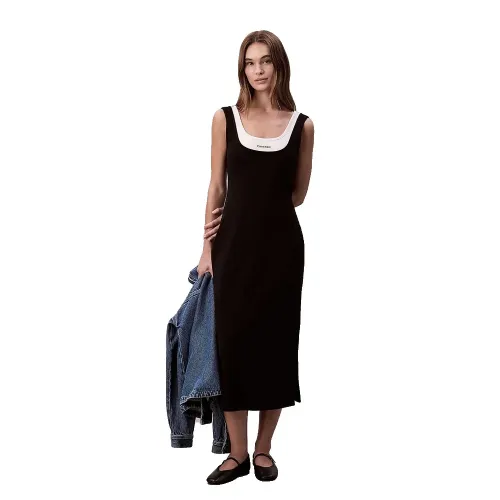 캘빈클라인 Interlock 긴팔 미디 원피스 142418251