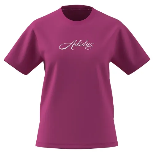 아디다스 Cursive Wordmark 그래픽 반팔 티셔츠 142666270