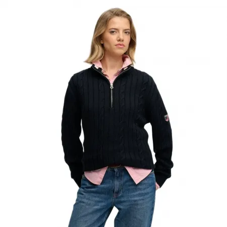 슈퍼드라이 Slouchy Cable 하프 지퍼 스웨터 142686944