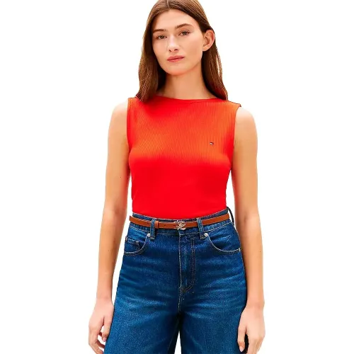 타미힐피거 5x2 Rib Boat Slim Fit 나시 티셔츠 142758096