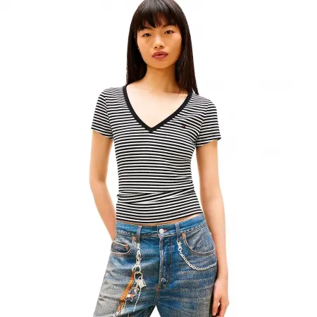 타미힐피거 DW0DW17385 반팔 V넥 티셔츠 142758525