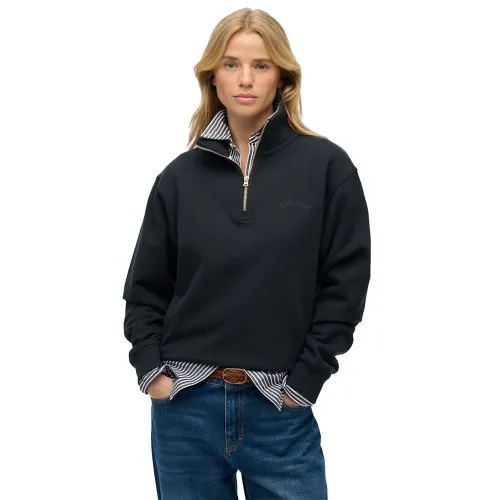 슈퍼드라이 에센셜 Logo Embroidered 하프 지퍼 스웨터 142784773