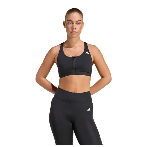 아디다스 Optime Essentials Workout Zip-Front 미디엄 임팩트 스포츠 브라 2142696306