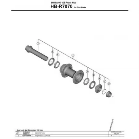시마노 HB-R7070 Right 잠금 너트 3137974120