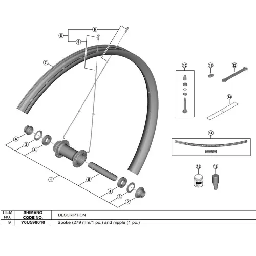 시마노 279 mm WH-M8200-TL-F15-B-275 Y0U598010 스포크 3142845340