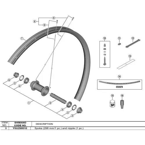시마노 298 mm WH-M8200-TL-F15-B-29 Y0U298010 스포크 3142845344