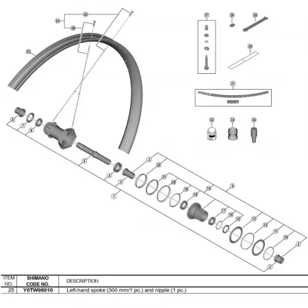 시마노 300 mm WH-M9200-TL-F15-B-29 Y0TW98010 스포크 3142845349