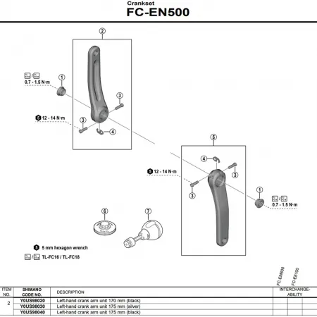 시마노 FC-EN500 왼쪽 크랭크 3142845385