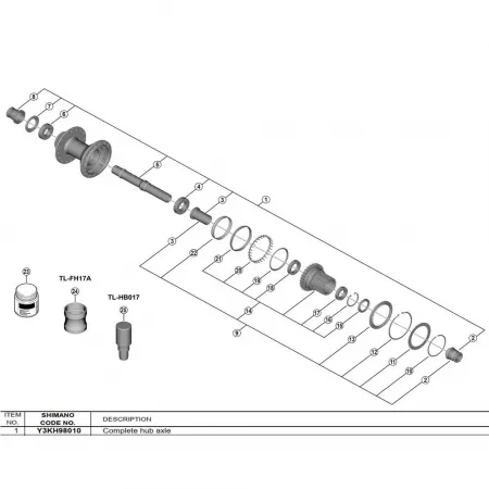 시마노 FH-M8210-B Y3KH98010 허브 축 3142845425