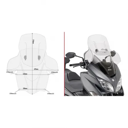 기비 AF3115 Airflow 스즈키 Burgman 400 조절 가능한 앞 유리 4138008054