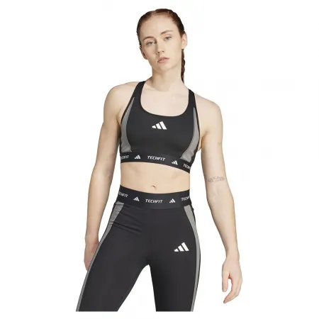 아디다스 Techfit Colorblock 미디엄 임팩트 스포츠 브라 6141585680