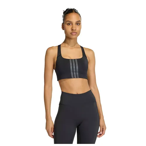 아디다스 Optime Workout 3 Stripes 미디엄 임팩트 스포츠 브라 6142696428