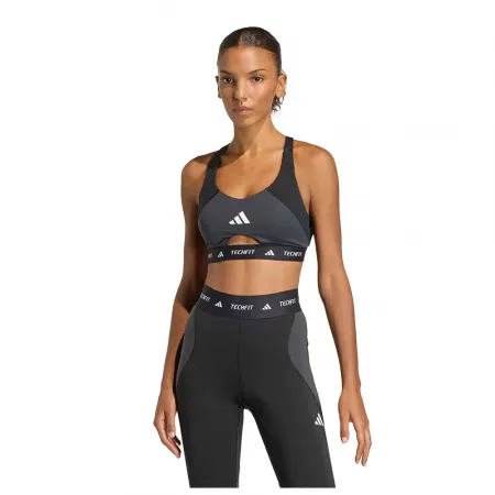 아디다스 Techfit Workout Color Block 미디엄 임팩트 스포츠 브라 6142696784