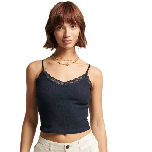 슈퍼드라이 빈티지 Mini Rib Lace Cami 민소매 티셔츠 138856576