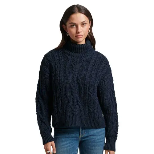 슈퍼드라이 빈티지 Cable Knit 하이넥 스웨터 139295051