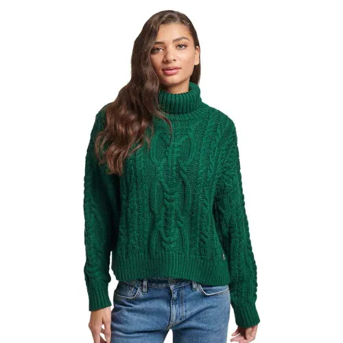 슈퍼드라이 빈티지 Cable Knit 하이넥 스웨터 139295052