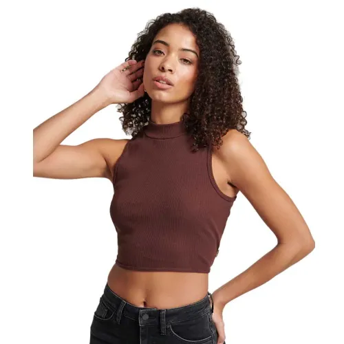 슈퍼드라이 Cropped Mock Neck 민소매 상의 139498223