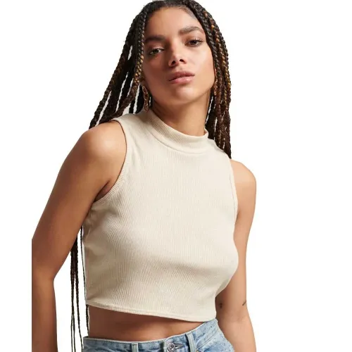슈퍼드라이 Cropped Mock Neck 민소매 상의 139498224