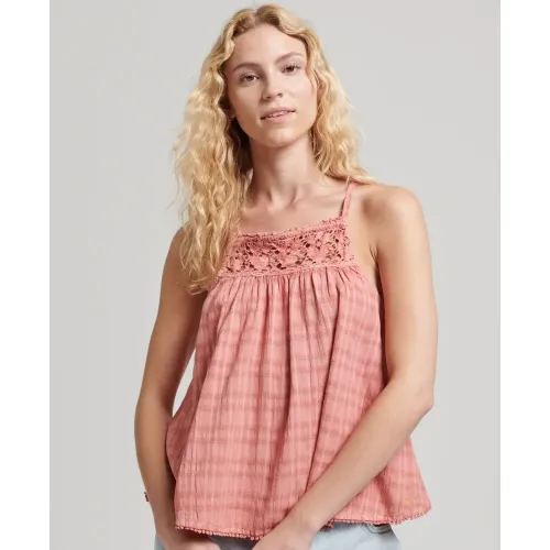 슈퍼드라이 빈티지 Halter Cami 슬리브리스 블라우스 139530985