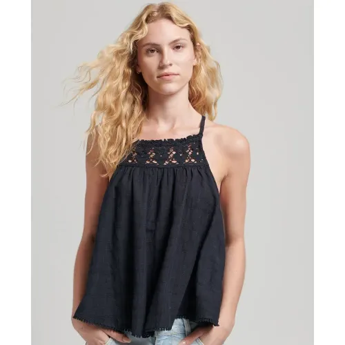 슈퍼드라이 빈티지 Halter Cami 슬리브리스 블라우스 139530986