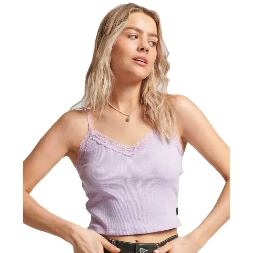 슈퍼드라이 빈티지 Rib Lace Trim Cami 민소매 상의 139680184