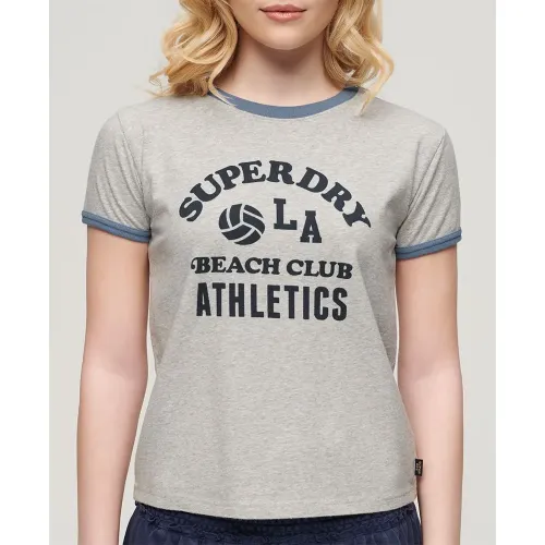 슈퍼드라이 Beach Graphic Fitted Ringer 반팔 티셔츠 140587836