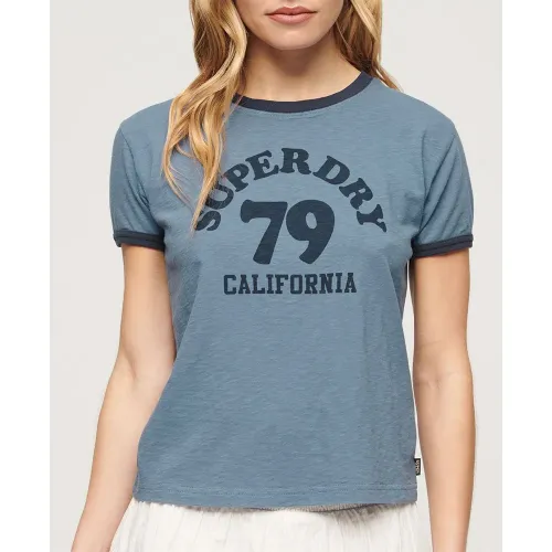 슈퍼드라이 Beach Graphic Fitted Ringer 반팔 티셔츠 140587839