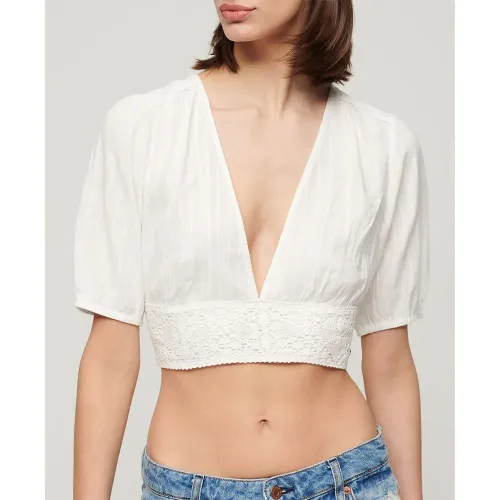 슈퍼드라이 Ibiza Lace Trim 반팔 티셔츠 140588273