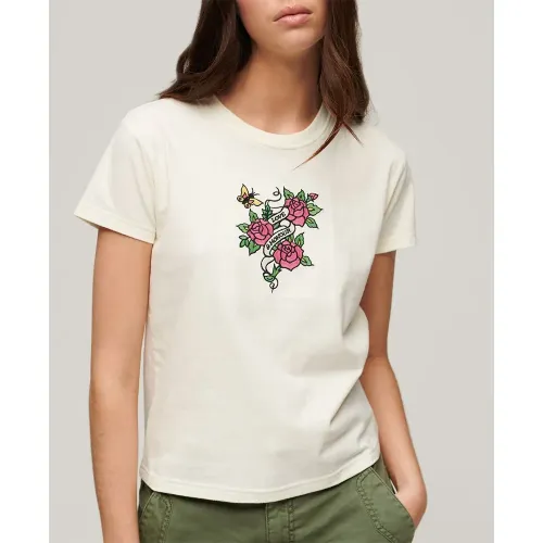 슈퍼드라이 Tattoo Embroidered Fitted 반팔 티셔츠 140588763