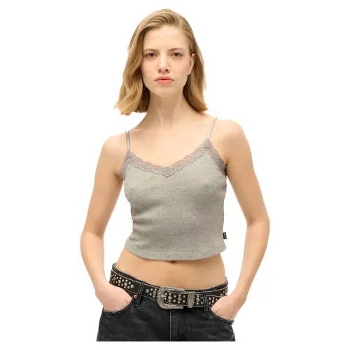 슈퍼드라이 Essential Lace Trim Crop Cami 민소매 티셔츠 140964567
