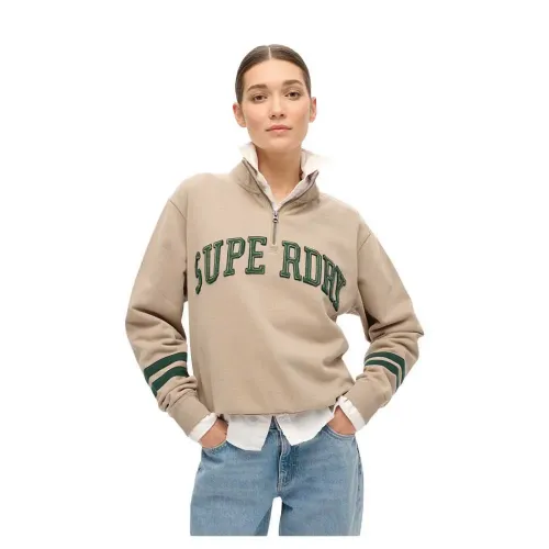 슈퍼드라이 Athletic Applique 하프 지퍼 스웨터 141110157