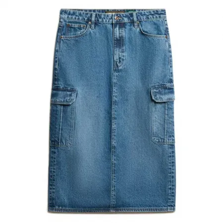 슈퍼드라이 Denim Cargo Pocket Midi 스커트 141127699