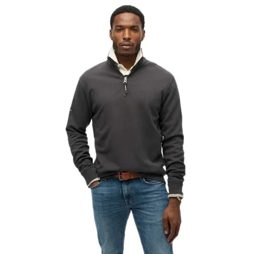 슈퍼드라이 Utility 로고 Henley 하프 지퍼 스웨터 141484074