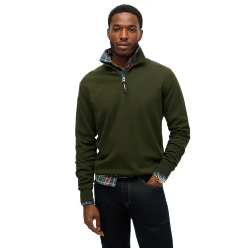 슈퍼드라이 Utility 로고 Henley 하프 지퍼 스웨터 141484075