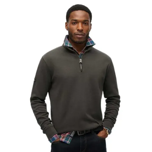 슈퍼드라이 Utility 로고 Henley 하프 지퍼 스웨터 141484076