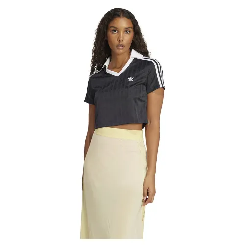 아디다스 Adicolor Football Jacquard V-Neck Crop 반팔 폴로 셔츠 141517126