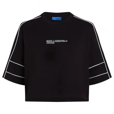 KARL LAGERFELD JEANS Relaxed Cropped Piping 반팔 티셔츠 141554506