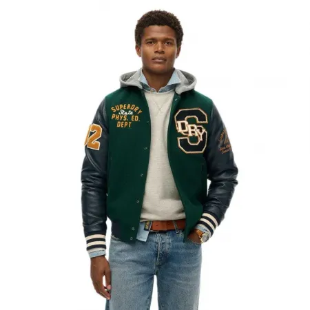 슈퍼드라이 Hooded College Patched 봄버 자켓 141663285