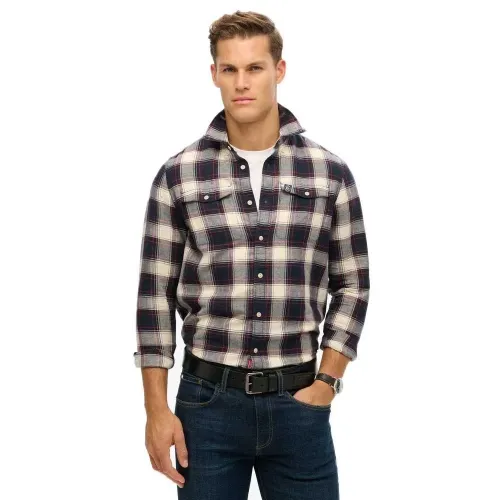 슈퍼드라이 Merchant Linen Check 긴팔 셔츠 141663399