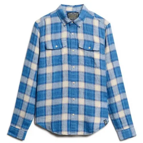 슈퍼드라이 Merchant Linen Check 긴팔 셔츠 141663401