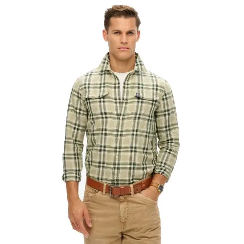 슈퍼드라이 Merchant Linen Check 긴팔 셔츠 141663407