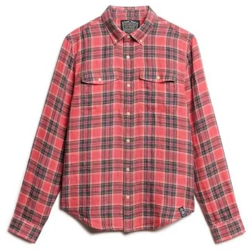 슈퍼드라이 Merchant Linen Check 긴팔 셔츠 141663408