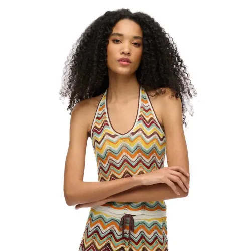 슈퍼드라이 Zigzag Plunge Halter 티셔츠 141663856
