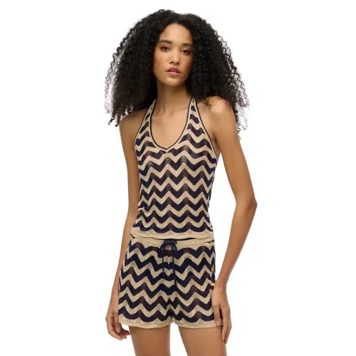 슈퍼드라이 Zigzag Plunge Halter 티셔츠 141663858