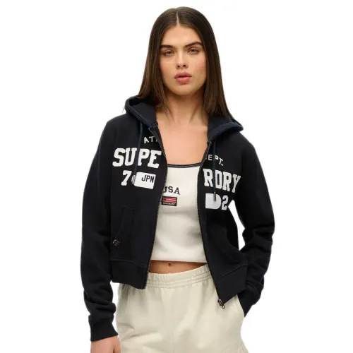 슈퍼드라이 Atheltic Essential Relaxed Fit Cropped 풀지퍼 스웨터 141962112