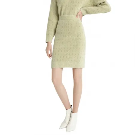 LILY Golden Scallion Knitted 스커트 142064384