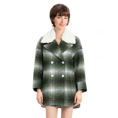 LILY Gradient Plaid Wool 코트 142064392