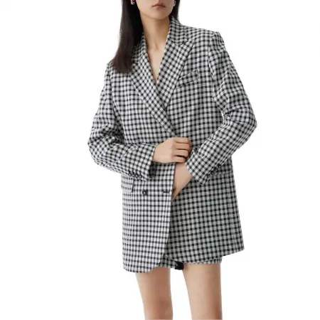 LILY Plaid Shimmer Oversized 블레이저 142064522