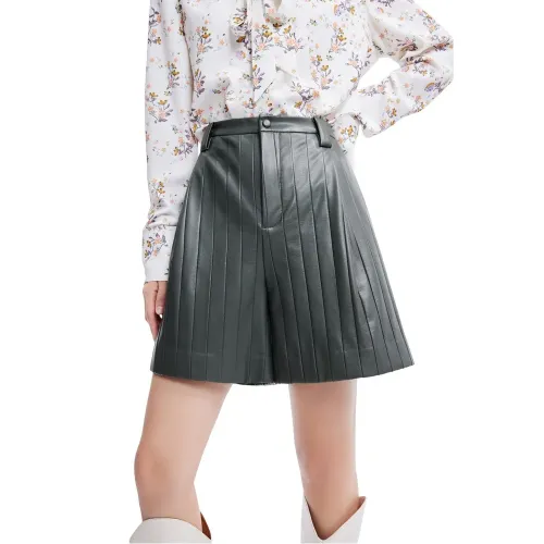 LILY Skinny Fit Wide Leg Leather 반바지 142064623